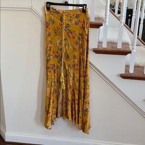 Mustard floral maxi skirt